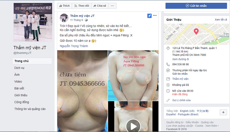 Thẩm mỹ viện JT: Quảng cáo nhiều dịch vụ vượt quá phạm vi cho phép